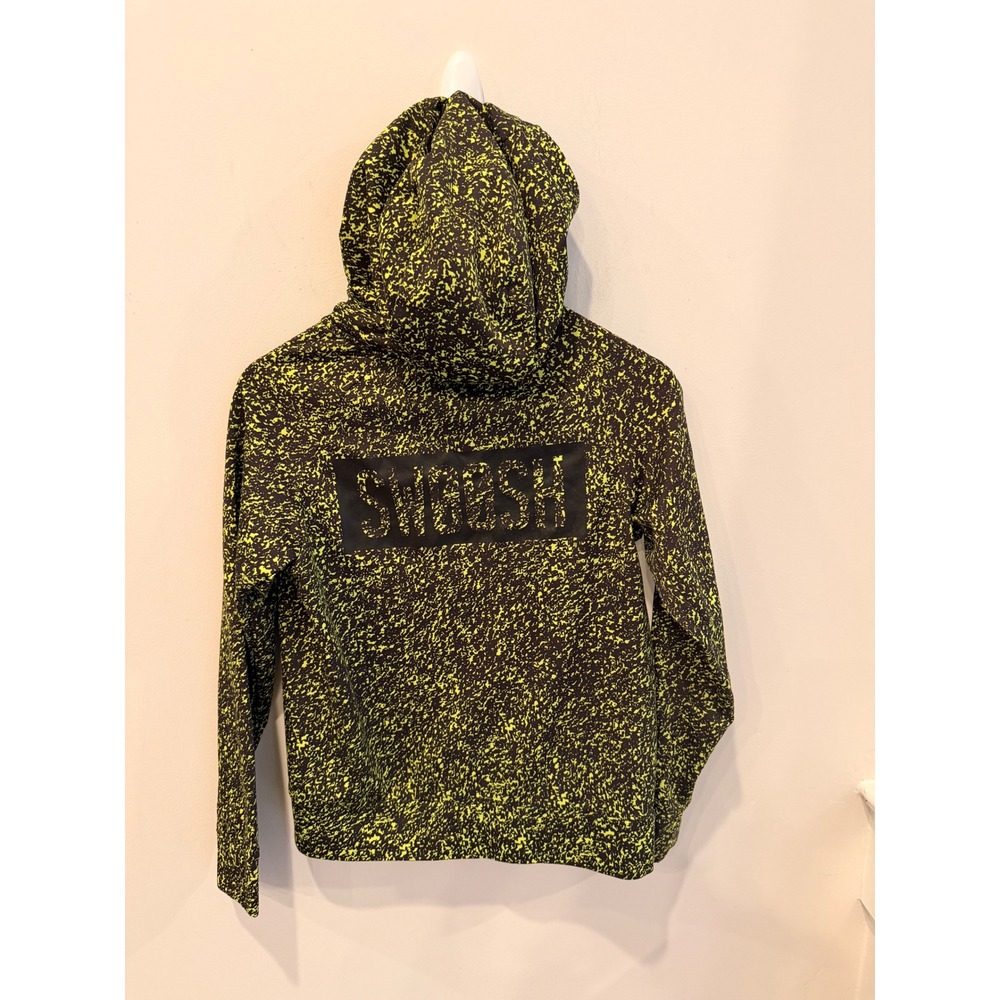 Nike Boys Dri-FIT Volt Yellow Black Static Print Swoosh Hoodie Large 805544-702